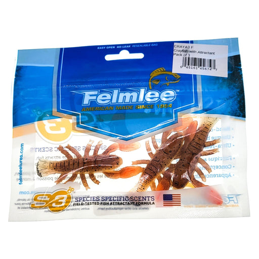 Felmlee Crayfish With Attractant 3" Qty 3 Orange - FishAndSave