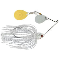 Booyah Covert Finesse Series Double Colorado Spinnerbait 3/8 Oz White Silver Scale Nickel Gold Blades