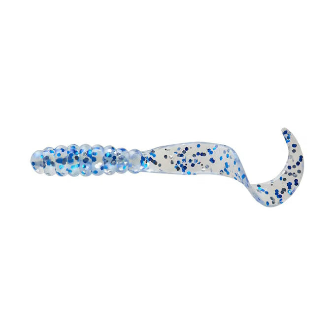 Mister Twister Meeny Tail 3" Qty 20 Shiny Pearl Blue/Silver Flake