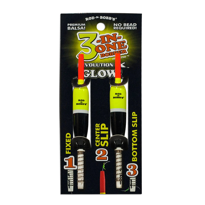 Rod-N-Bob Revolution X 3-In-One Bobbers Qty 2 Glow
