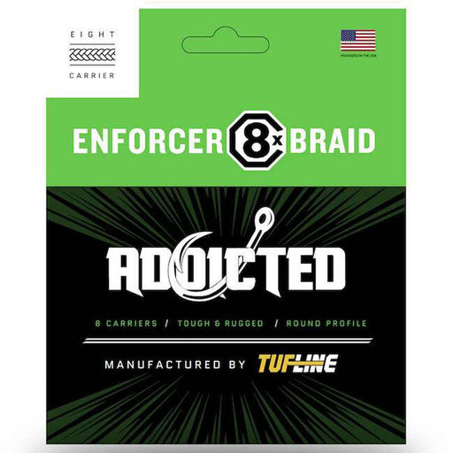addicted fishing braided line Addicted TUF-LINE ADX 8X Enforcer Braid 300 Yds Dark Green, Size: 10 LBS