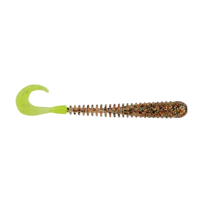 Berkley Powerbait Rib Worm 4" Qty 10 - PlasticsBerkleyGold Cracker/ChartreuseBass028632338674FishAndSave