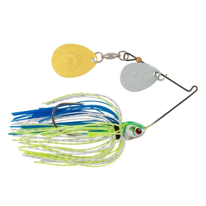 Booyah Covert Finesse Series Double Colorado Spinnerbait 3/8 Oz - SpinnersBooyahWhite/Chartruese/BlueBass719339123341FishAndSave