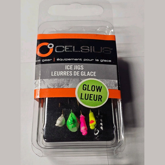 Celsius Ice Jigs Qty 5 Glow Assorted - JigsCelsius10Freshwater013893619716FishAndSave