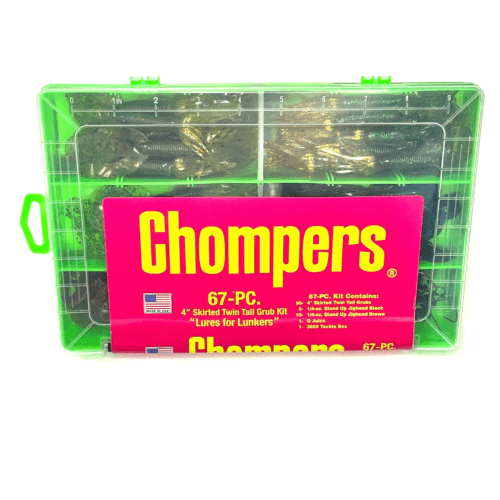 Chompers Skirted Twin Tail Grub Kit 5" 67 Pc Kit - PlasticsChompersBass786329013418FishAndSave