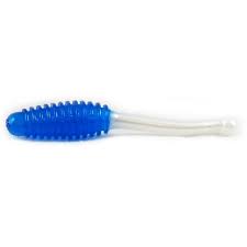 creme saucy siren fishing lure Creme 1.5 inch Ringed Stinger Shad Grub, Blue Pearl, Size: Standard