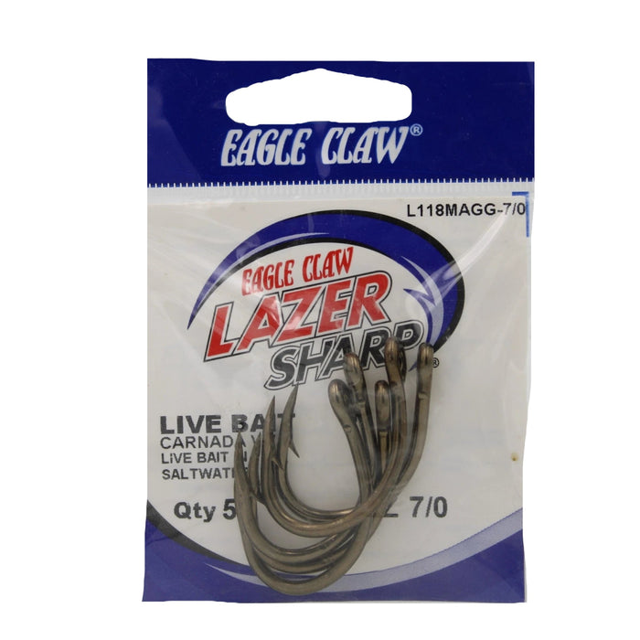 Eagle Claw Lazer Sharp Live Bait Carnada Viva Sz 7/0 Qty 5 - Hooks/RigsEagle ClawFreshwater047708170994FishAndSave