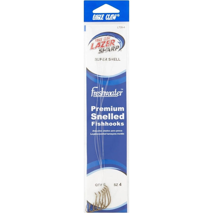 Eagle Claw Lazer Sharp Super Snelled Hook Sz 1/0 Qty 6 - Hooks/RigsEagle ClawFreshwater047708004565FishAndSave