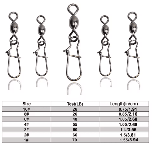 FAS Crane Black Nickel Snap Swivels W/ Duo Lock Qty 10 - Swivels/ConnectorsFishAndSave8FreshwaterFishAndSave
