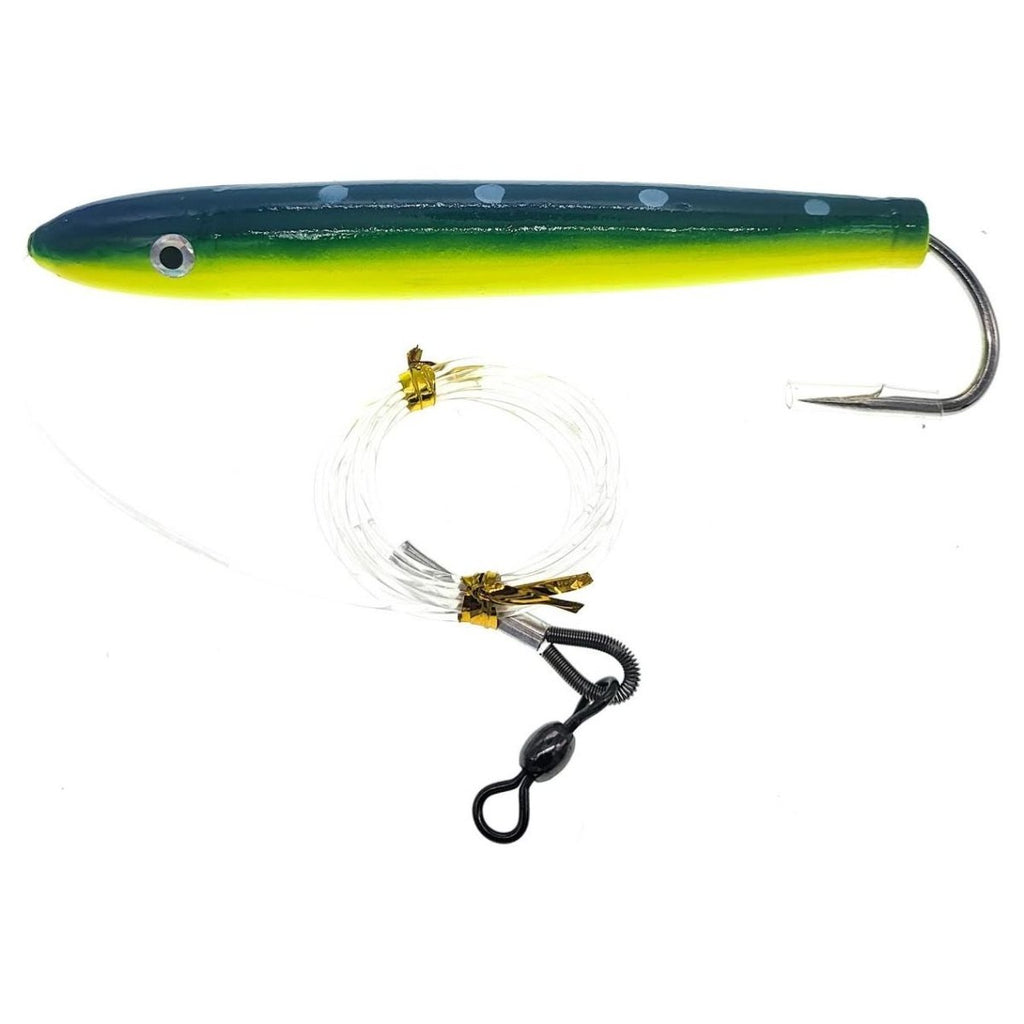 cedar plug fishing lure FAS Rigged Cedar Plug 6" 2.5oz. 130lb 10/0