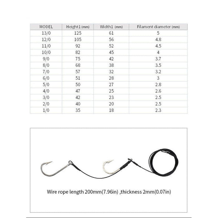 FAS Stainless Steel Cable Leader Wire Leader Rig Tuna Shark Hooks Qty 1 - Hooks/RigsFishAndSave3/0New ArrivalFishAndSave