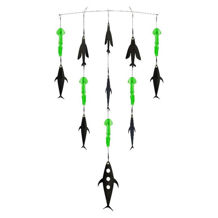 Fish Razr Spreader bar kit. 36" bar with Flapz and 9" green squid in carrying case - TrollingFish RazrSaltwater856243005674FishAndSave