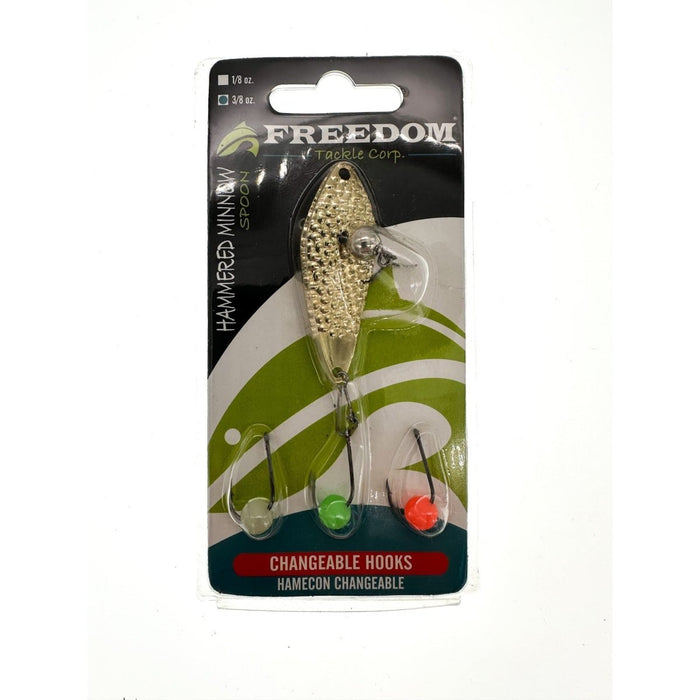 FREEDOM LURES HAMMERED MINNOW SPOON 3/8 oz. Gold - SpoonsFREEDOM TackleAdded To Daily Deal692118630127FishAndSave