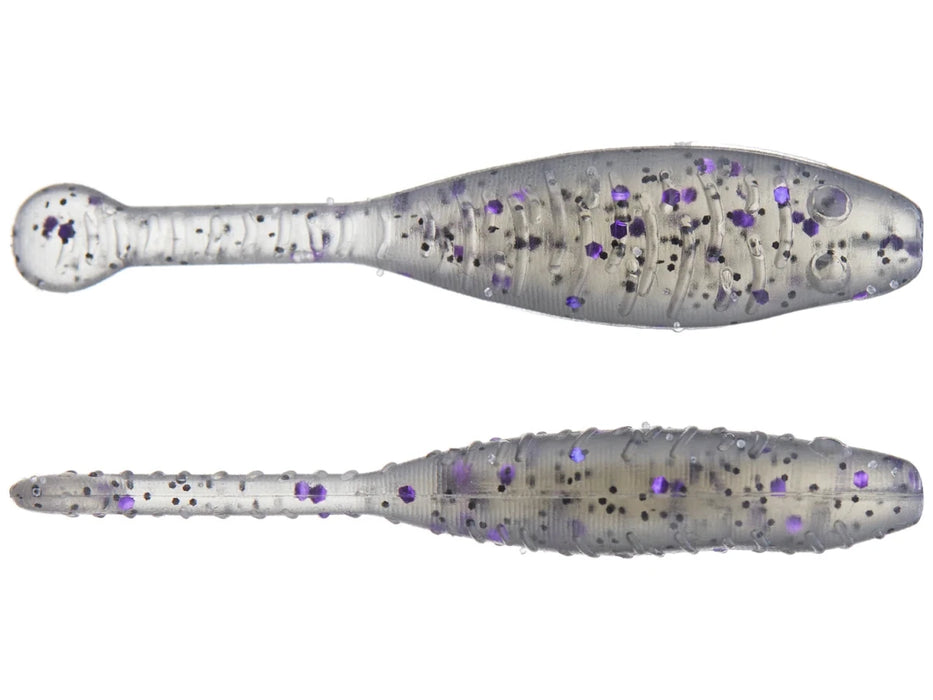 Great Lakes Finesse Flat Cat 2.2" Qty 8 - PlasticsGreat LakesSmoke Clear Purple FlakeBass665415209655FishAndSave