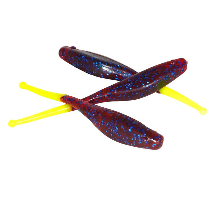 K Wigglers Ball Tail Shad 5" Qty 7 - PlasticskwigglersPlum Blue MF/ChartreuseBass609722977845FishAndSave