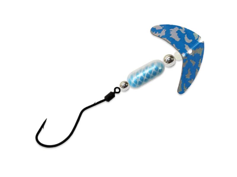 Mack's Lure Smile Blade Spindrift Walleye Spinner 1 - SpinnersMack'sBlue Silver Tiger Smile Blade/White Blue ScaleFreshwater043557633567FishAndSave