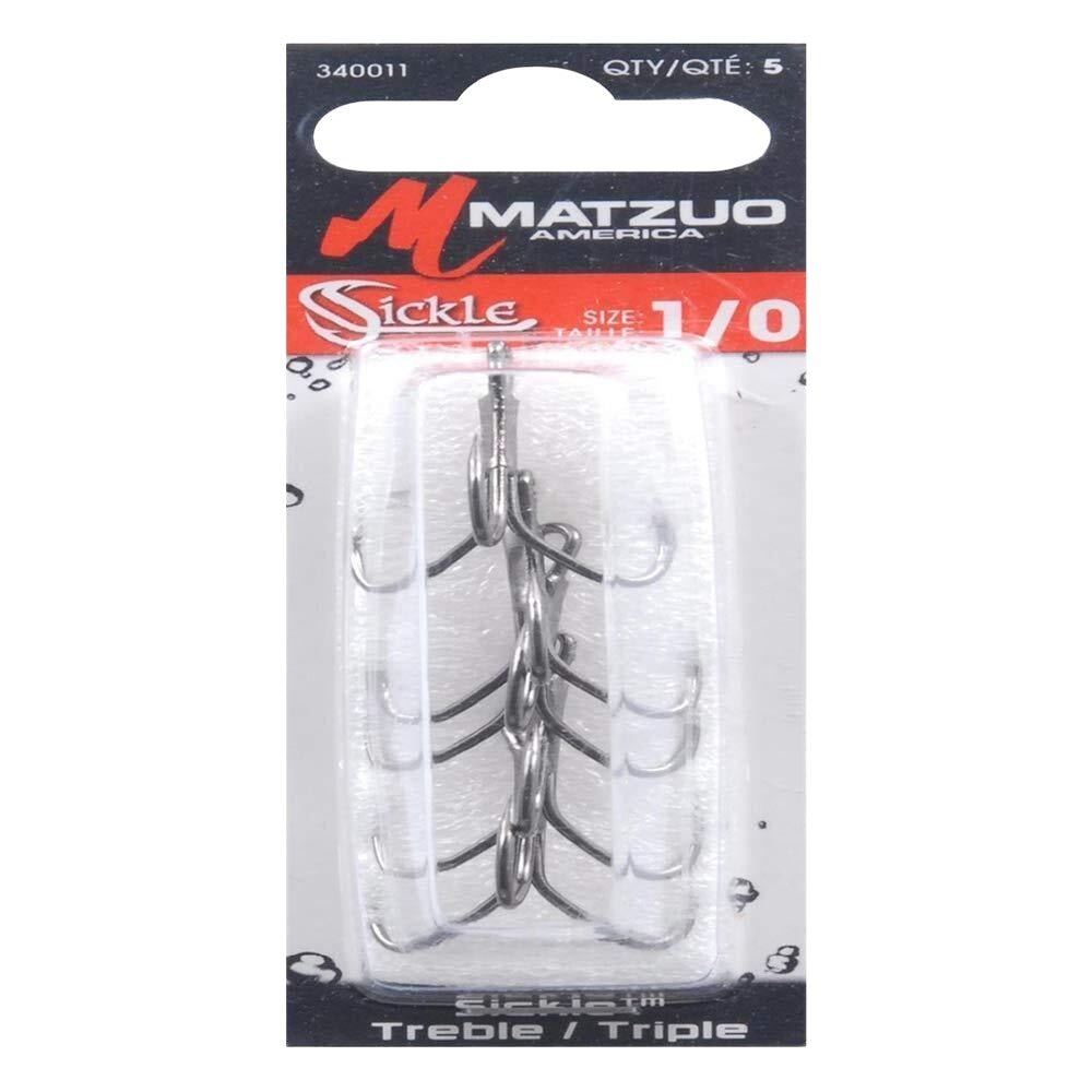 Matzuo Sickle Treble Black Chrome Qty 5 Hooks/Rigs Matzuo 2.99