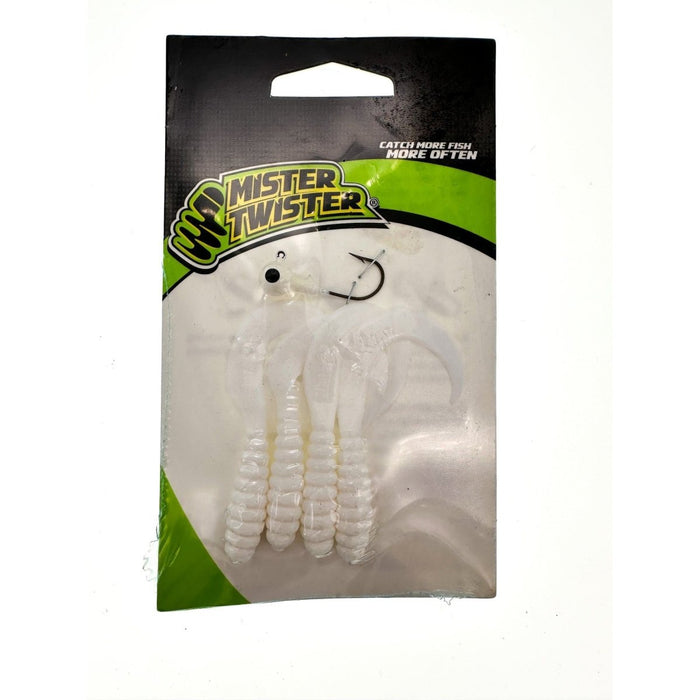 Mister Twister Meeny Jig Combo 3" Curly Tails w 1/8 oz Jig - PlasticsMister TwisterWhiteBass024376043331FishAndSave