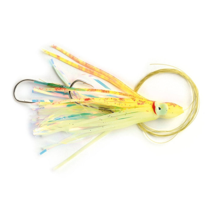 P-Line Rigged Squid W/ Tinsel Insert 4.5" Qty 1 - Hooks/RigsP-LIneGlow/Yellow OrangeFreshwater015789037352FishAndSave