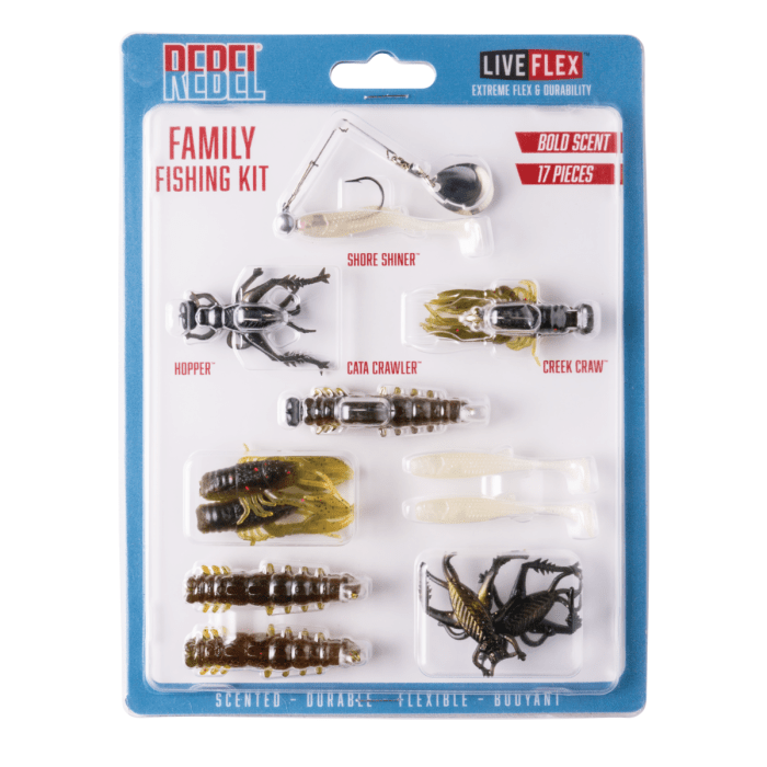 Rebel Pond & Creek Family Fishing Kit Qty 17 - PlasticsRebelBass020554074661FishAndSave