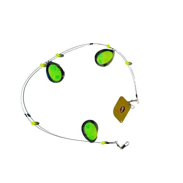 Sep's Pro Flasher Colorado Blades Large Silver/Chartreuse Prism/Chartreuse Bead - SpinnersSep'sFreshwater097969101206FishAndSave