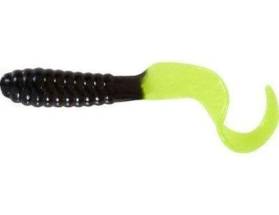 Mister Twister Teenie Tail 2" Qty 100 Black/Chartreuse Pearl