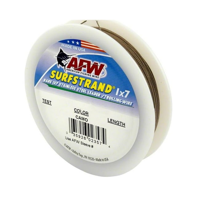 AFW Surfstrand Stainless Steel Leader/Trolling Wire 1 X 7 Camo - FishAndSave