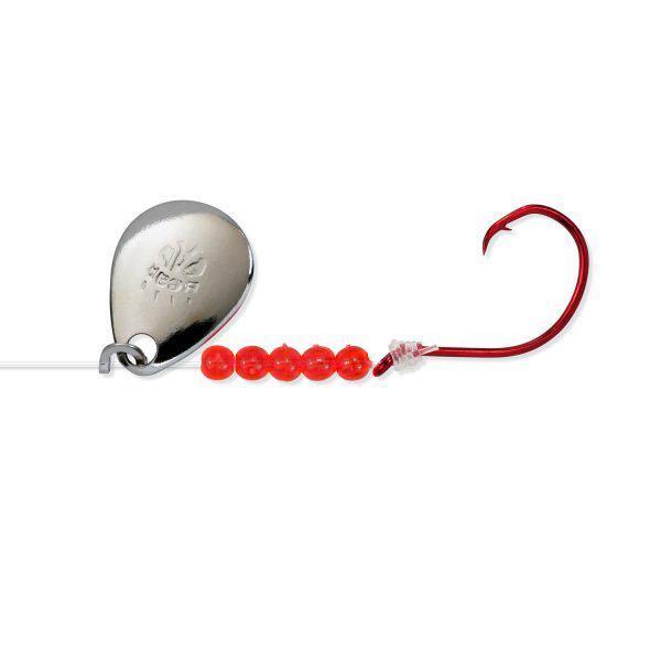 Bear Paw Flicker NICKEL SPINNER/RED SPORT CIRCLE HOOK size 4 QTY 6 - FishAndSave