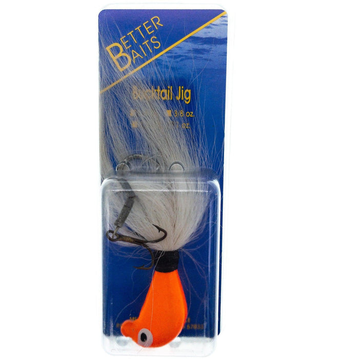 Better Baits Bucktail 1 oz Orange/White with Stinger Treble Hook - FishAndSave