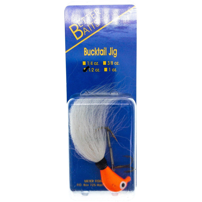 Better Baits Bucktail 1/2 oz with Stinger Treble Hook Orange/White - FishAndSave