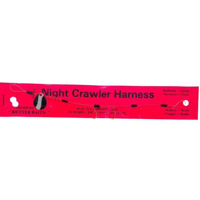 Better Baits Night Crawler Harness Black/White - FishAndSave
