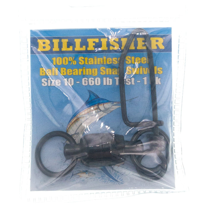 Billfisher Stainless Ball Bearing Snap Swivels Size 10-660 Lb Test Black Qty 1 - FishAndSave