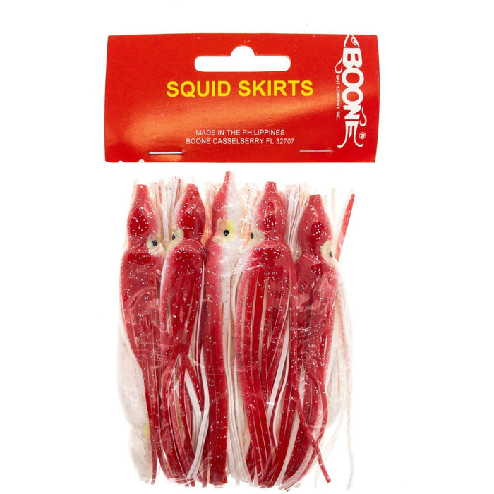 BOONE 4 1/4in SQUID SKIRT RED/WHITE 10 PACK - FishAndSave