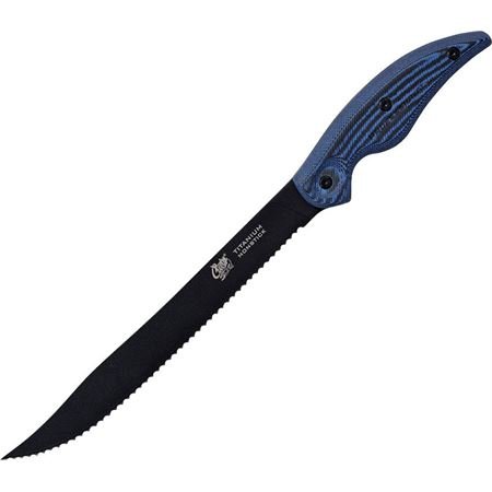 Cuda Professional Titanium Non Stick Serrated Knife With Sheath 9" - FishAndSave