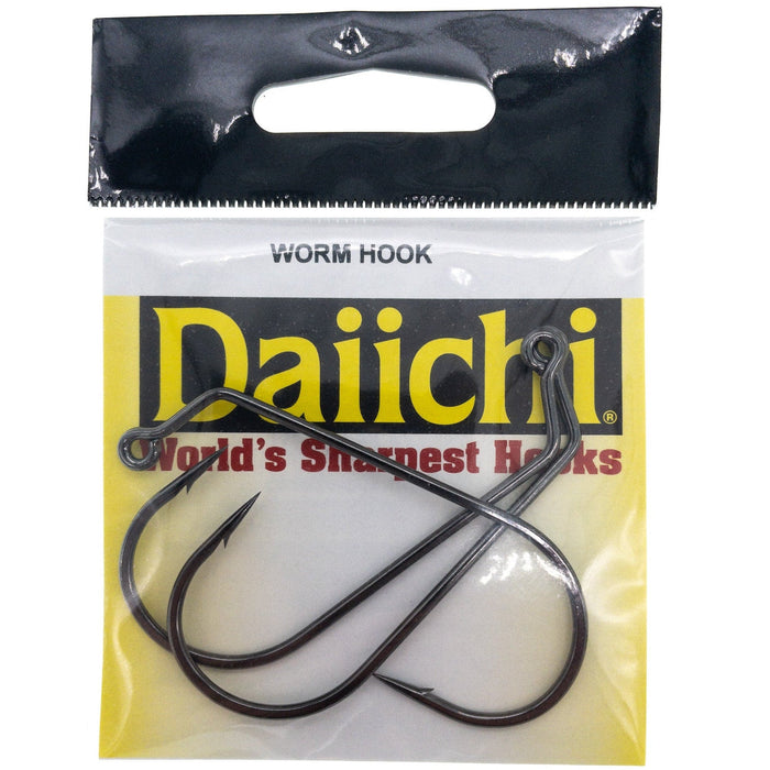 Daiichi Offset 45 Degree EWG Worm Hooks 6/0 Black Chrome 3 pk - FishAndSave