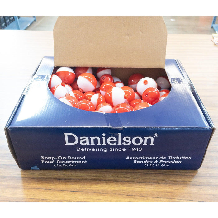 Danielson Classic Snap On Round Float Assortment PDQ Red/White 156 Pieces - FishAndSave