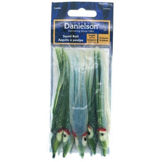 Danielson Squid Bait 4.5" Evergreen Pearl Sparkle Qty 10 - FishAndSave
