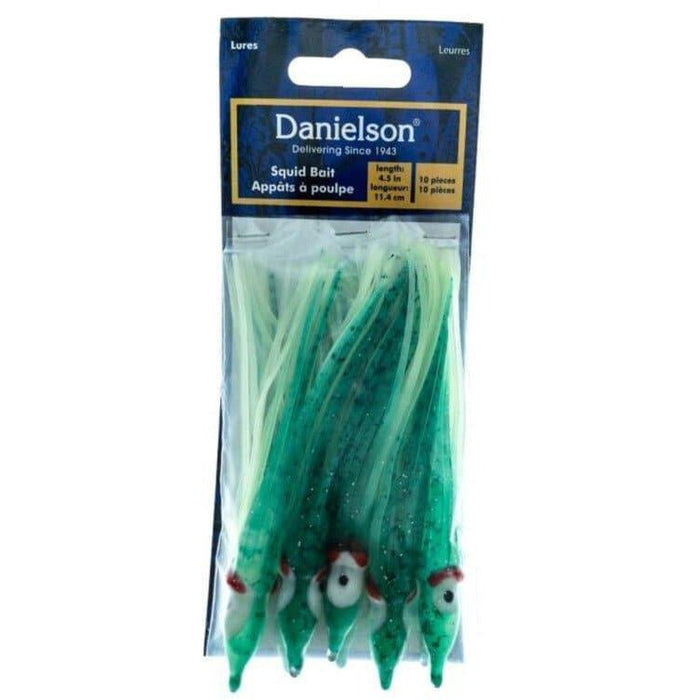 Danielson Squid Bait 4.5" Glow/Green Spl Qty 10 - FishAndSave