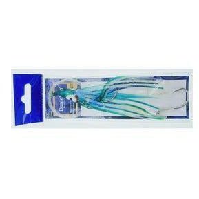Danielson Squid Rigged SQDR45139 4.5" UV Green/Light Blue Stripe Qty 1 - FishAndSave