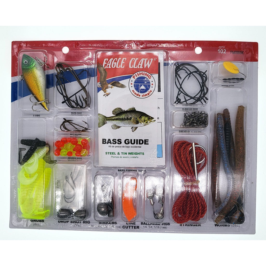 Eagle Claw 102 Piece Family Bass Fishing Kit - Each