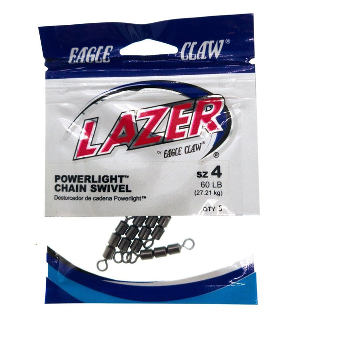 Eagle Claw Lazer Powerlight Chain Swivels LSPCB Platinum Black - Swivels/ConnectorsEagle ClawSize 4 QTY 5Bass047708731638FishAndSave