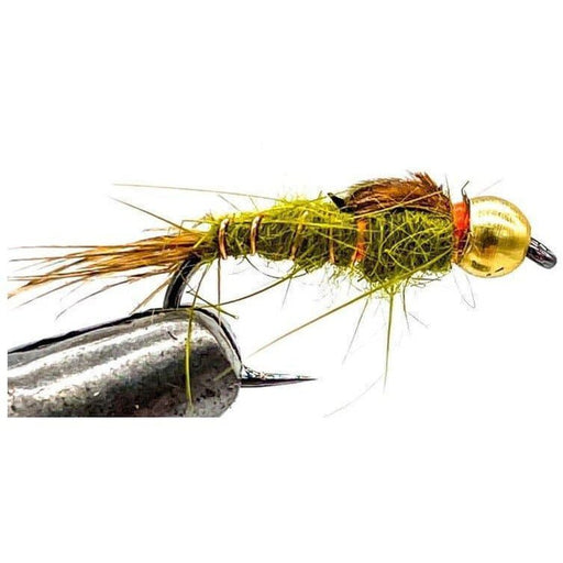 FAS Hand Tied Bead Head Pheasant Tail Nymph Barbless Olive Sz 14 Qty 6 - FishAndSave