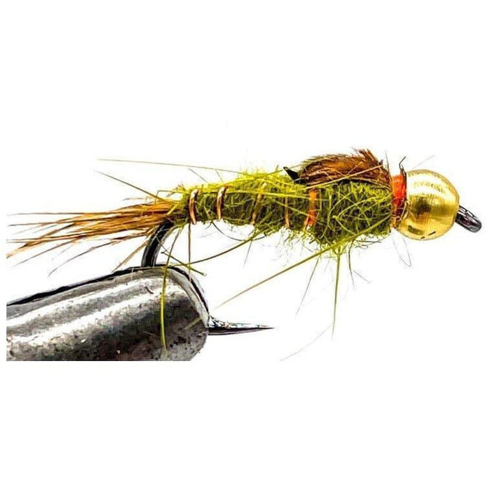 FAS Hand Tied Bead Head Pheasant Tail Nymph Barbless Olive Sz 14 Qty 6 - FishAndSave