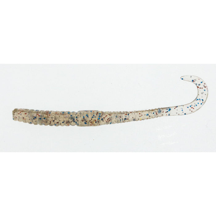 FAS Ribbed Curly Tail Worm 3" Clear Rainbow Sparkle Qty 100 - FishAndSave