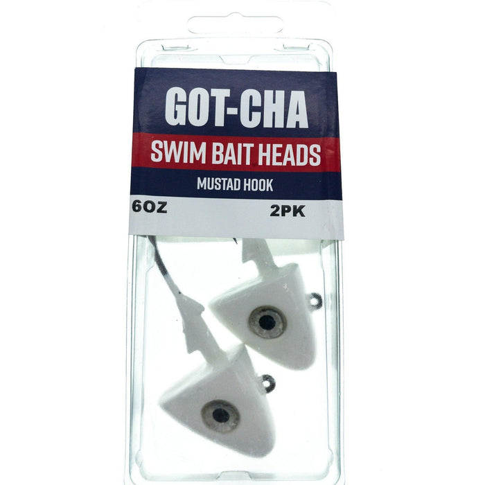 GOT-CHA Swim Bait Jig Head w/ Mustad hook 6 oz. 10/0 Hook Qty 2 - FishAndSave