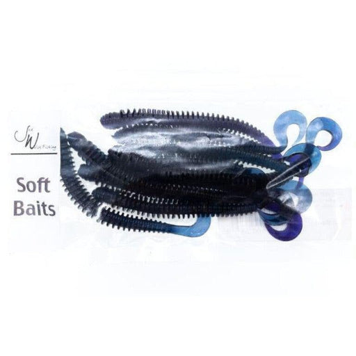 Jed Welsh Curly Tail Ribbed Worm 4" Purple/Blue Qty 10 - FishAndSave