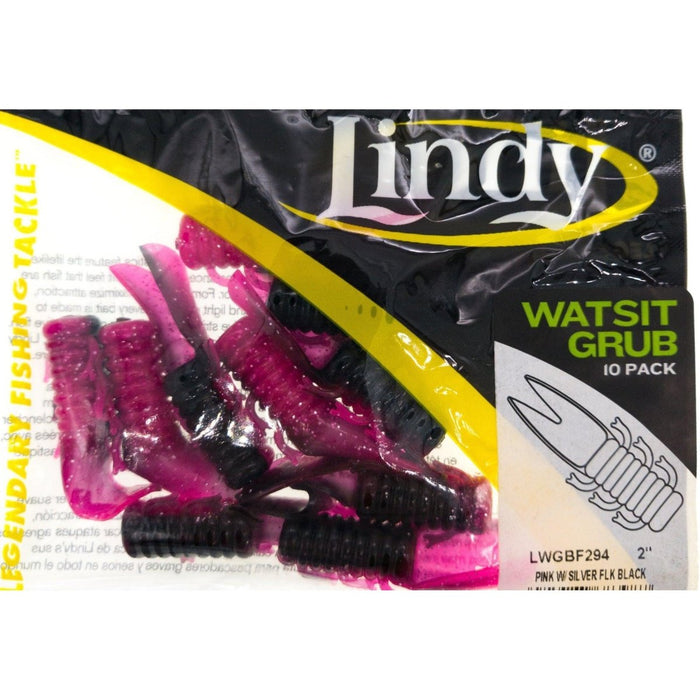 Lindy Watsit Grub Fat Bodies 2" Qty 10 - PlasticsLindyPink Silver Flake/BlackBass025787683987FishAndSave