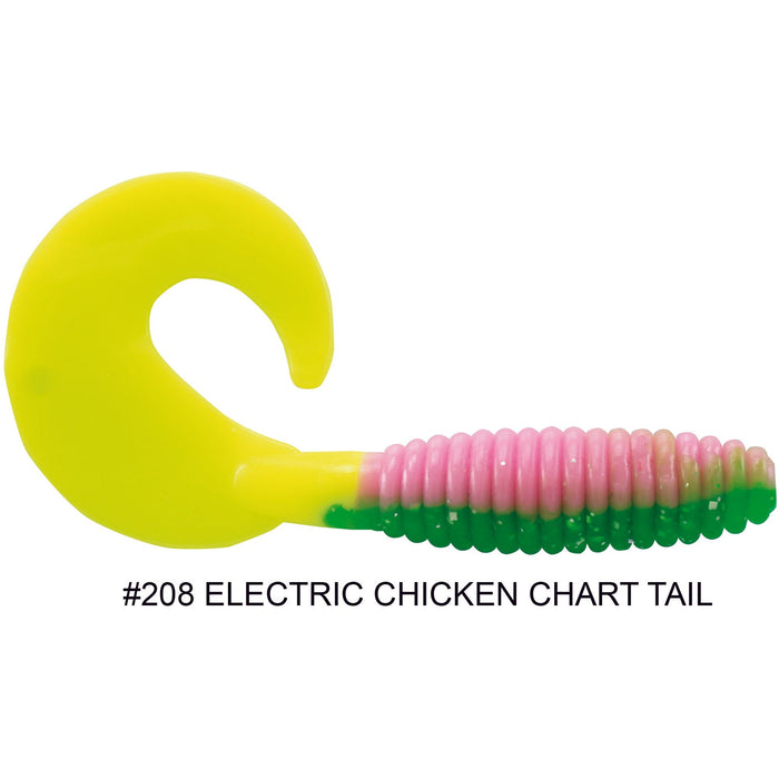 Luck E Strike Luck E Grub 5" Electric Chicken Chartreuse Tail Qty 8 - FishAndSave