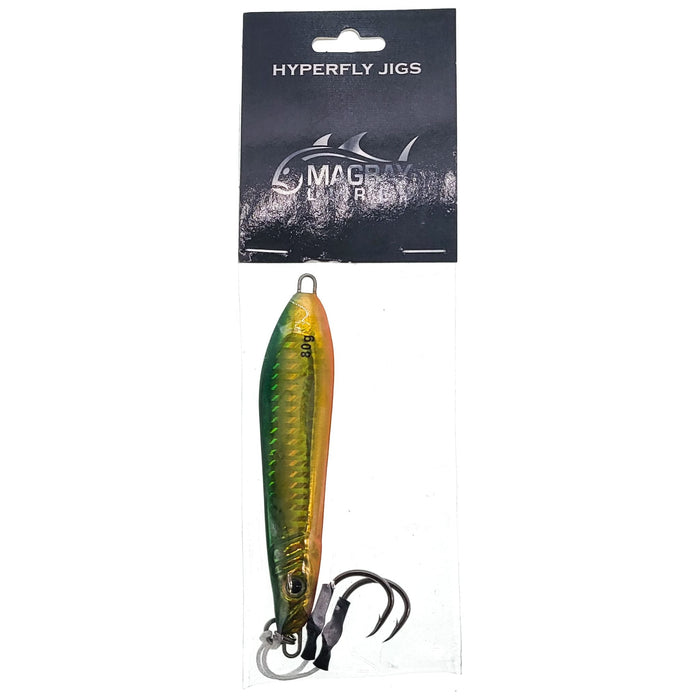 Magbay Lures Hyperfly Alacrity High Speed Jig 80G 4.25" Green/Orange Qty 1 - FishAndSave