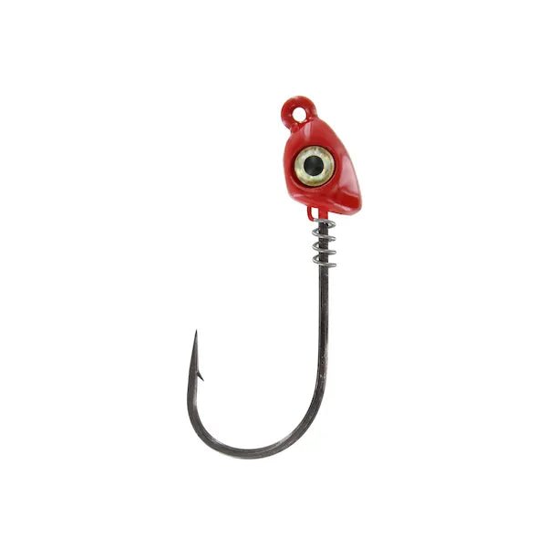 Mustad Spring Lock Jig Head 1/16 Oz 3/0 Hook Red Qty 4 FishAndSave